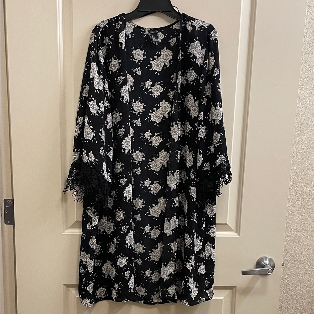 Floral Black and White Women's Dress
